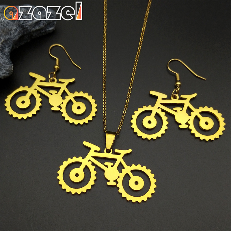 Cycling Gear Gifts - Set Perhiasan Liontin Sepeda Gigi Trendi